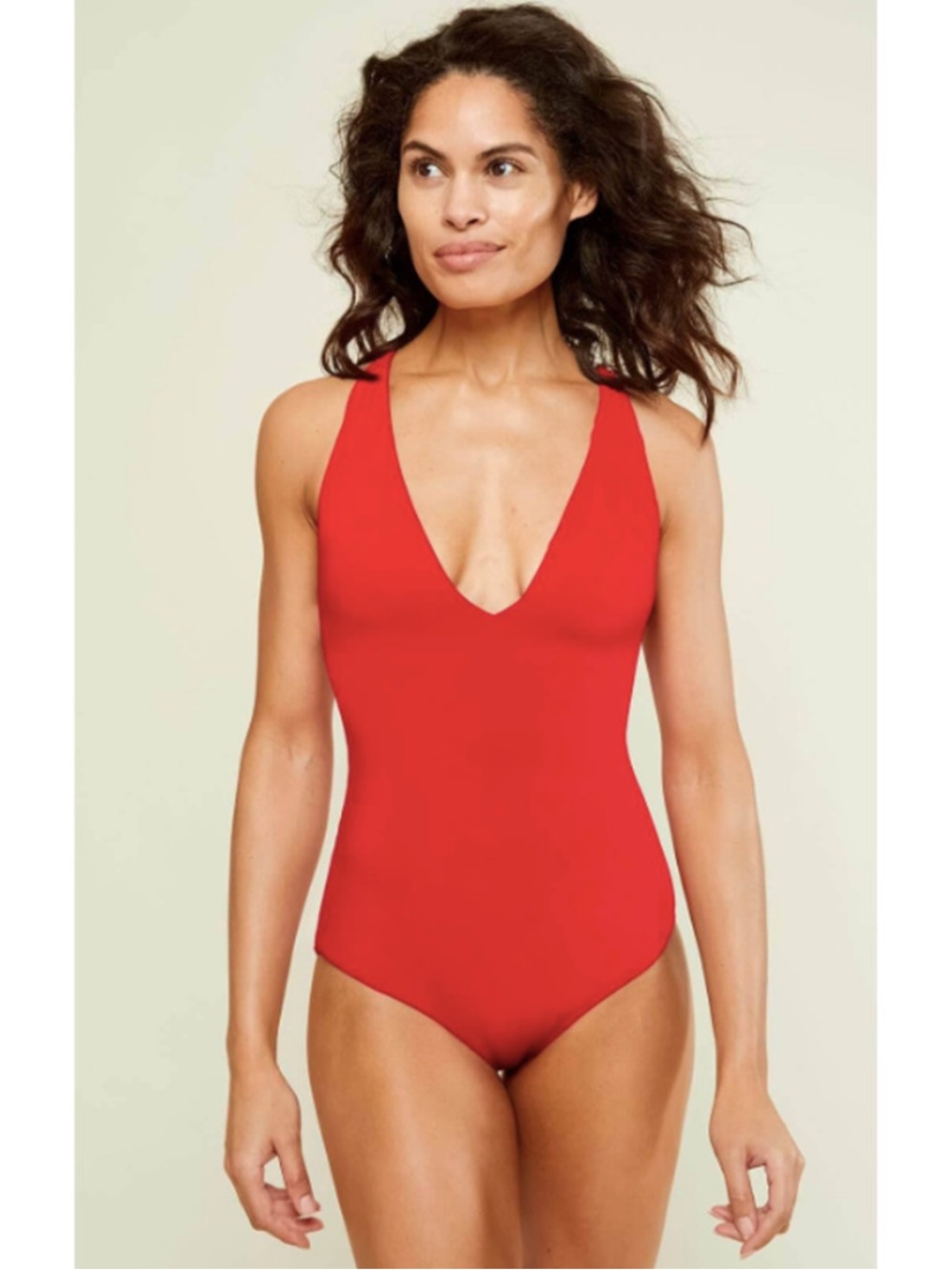 Andie Swim Womens The Bali One Piece Swimsuit Red Plunge